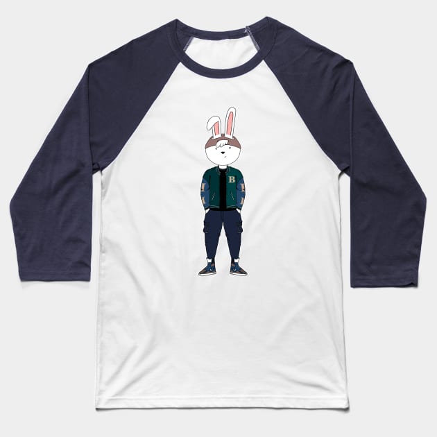 Well Dressed Rabbit Baseball T-Shirt by MandyRox